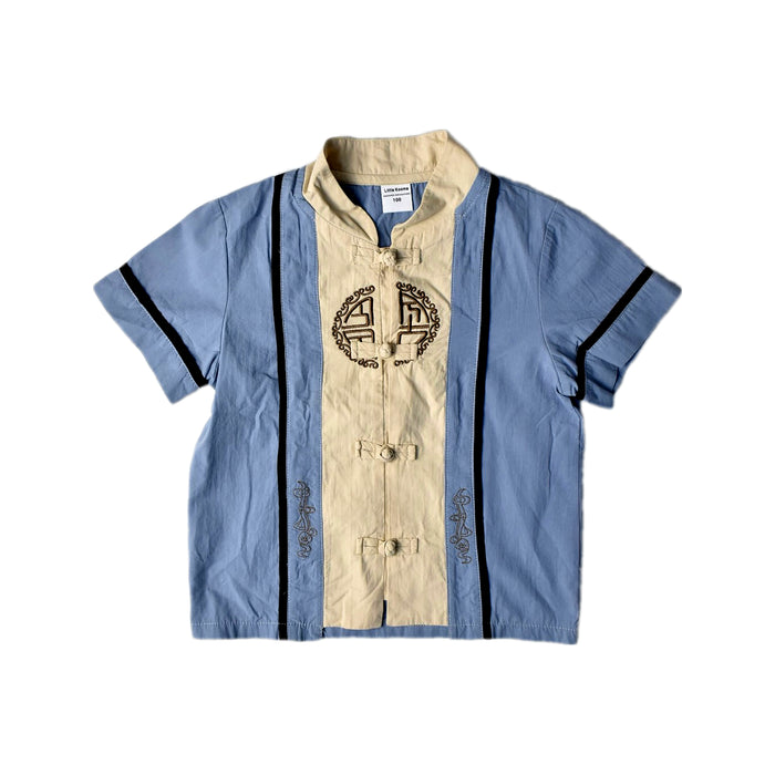A Blue Short Sleeve Shirts from Little Kooma in size 2T for boy. (Front View)