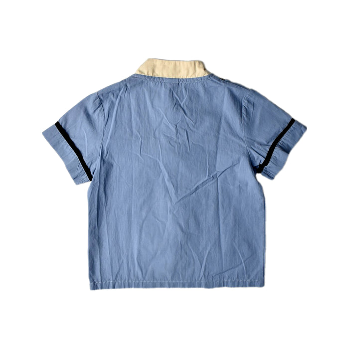 A Blue Short Sleeve Shirts from Little Kooma in size 2T for boy. (Back View)
