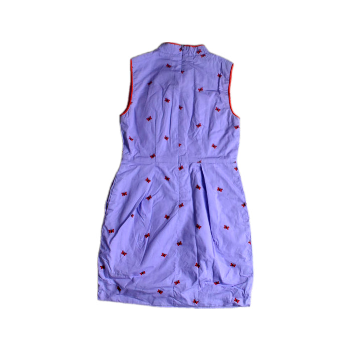 A Purple Sleeveless Dresses from bloomB in size 5T for girl. (Back View)