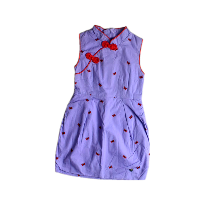 A Purple Sleeveless Dresses from bloomB in size 12-18M for girl. (Front View)
