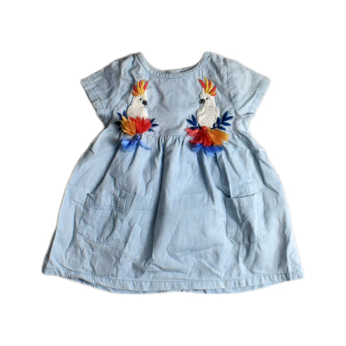 A Blue Short Sleeve Dresses from Gingersnaps in size 3-6M for girl. (Front View)