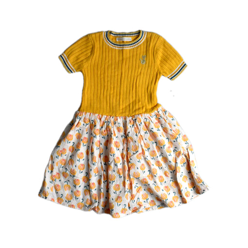A Yellow Short Sleeve Dresses from Gingersnaps in size 6T for girl. (Front View)