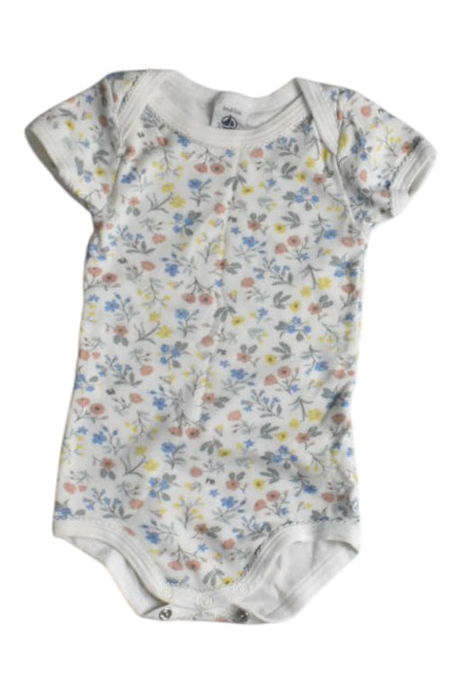 A Beige Short Sleeve Bodysuits from Petit Bateau in size 3-6M for girl. (Front View)