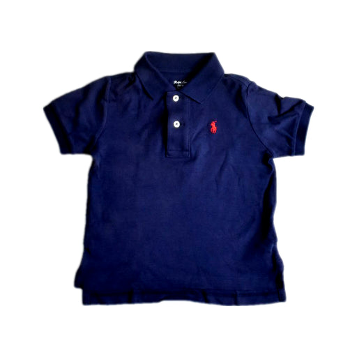 A Navy Short Sleeve Polos from Ralph Lauren in size 12-18M for boy. (Front View)