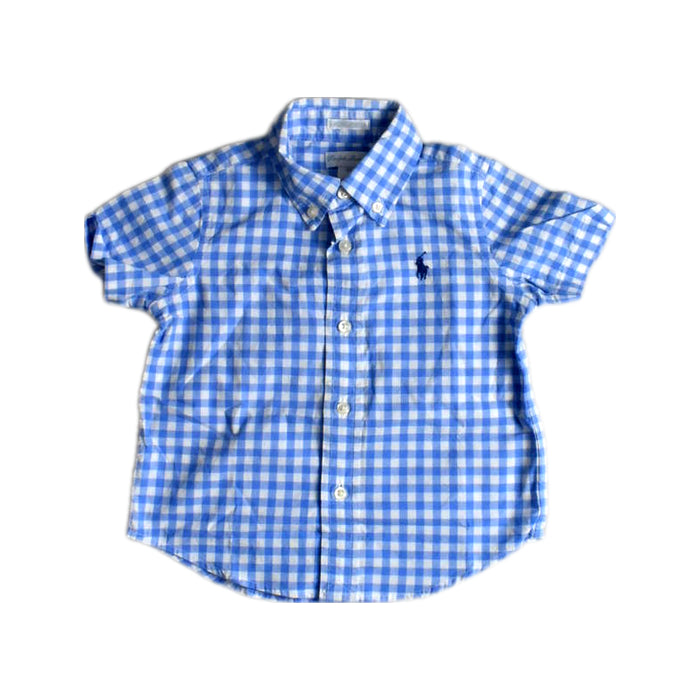 A Blue Short Sleeve Shirts from Ralph Lauren in size 12-18M for boy. (Front View)