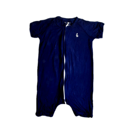 A Navy Short Sleeve Rompers from Raph and Remy in size 18-24M for neutral. (Front View)