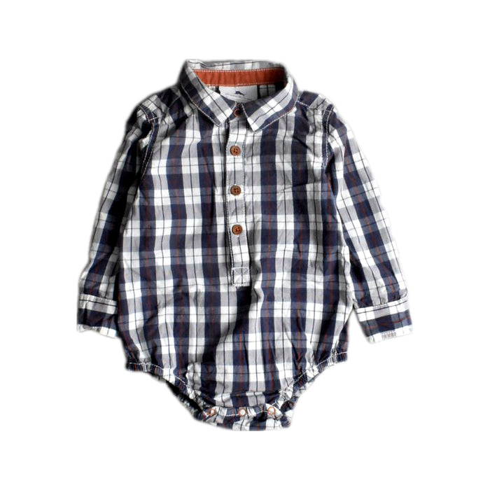 A Blue Long Sleeve Bodysuits from Tommy Bahama in size 12-18M for boy. (Front View)