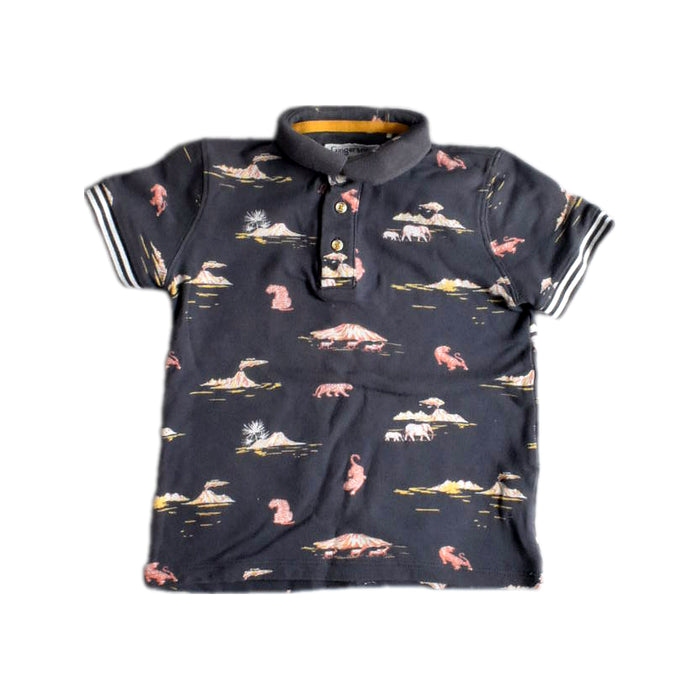 A Black Short Sleeve Polos from Gingersnaps in size 4T for boy. (Front View)