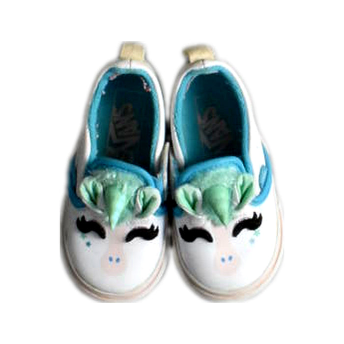 A White Sneakers from Vans in size 18-24M for girl. (Back View)