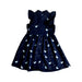 A Navy Sleeveless Dresses from Le Petit Society in size 6T for girl. (Back View)