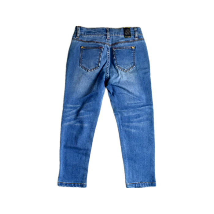 A Blue Jeans from Sacoor in size 4T for girl. (Back View)