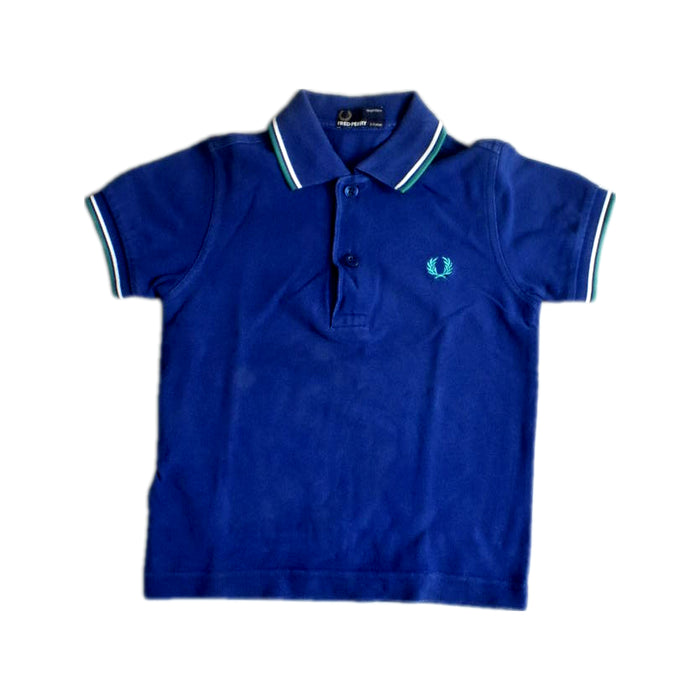 A Blue Short Sleeve Polos from Fred Perry in size 2T for boy. (Front View)