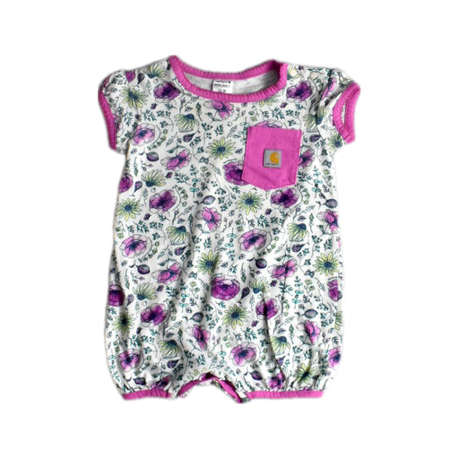 A White Short Sleeve Rompers from Carhartt in size 6-12M for girl. (Front View)