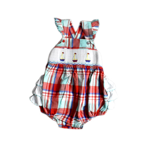 A Multicolour Sleeveless Rompers from Classic Whimsy in size 6-12M for girl. (Front View)