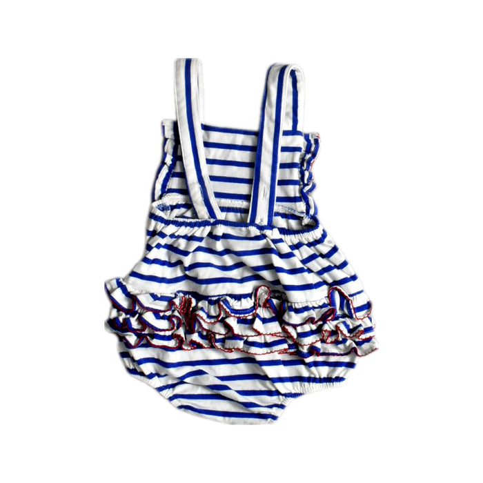 A White Sleeveless Rompers from Classic Whimsy in size 6-12M for girl. (Back View)