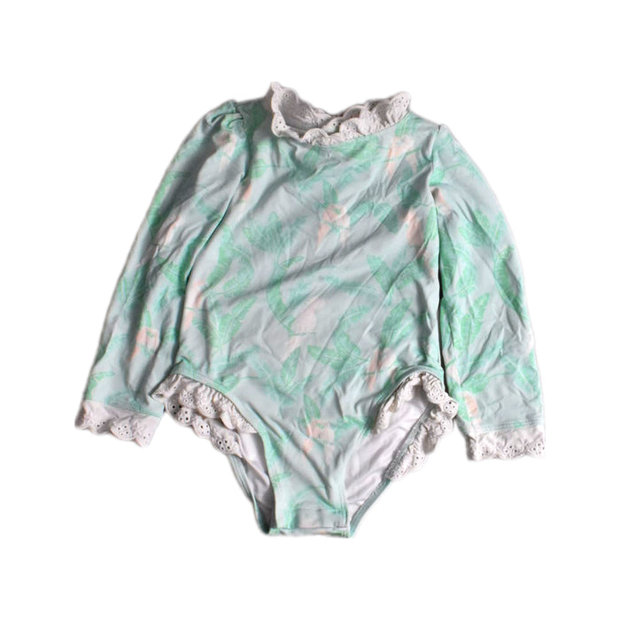 A Green Long Sleeve Bodysuits from The Beaufort Bonnet Company in size 2T for girl. (Front View)