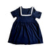 A Navy Short Sleeve Dresses from Petit Bateau in size 3T for girl. (Back View)