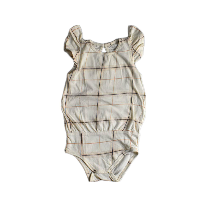 A Beige Sleeveless Bodysuits from Minimalisma in size 6-12M for girl. (Front View)