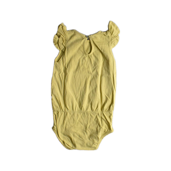 A Yellow Sleeveless Bodysuits from Minimalisma in size 6-12M for girl. (Back View)