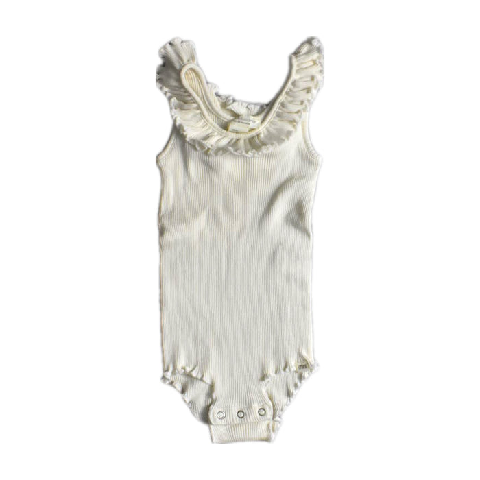 A Ivory Sleeveless Bodysuits from Minimalisma in size 12-18M for girl. (Front View)