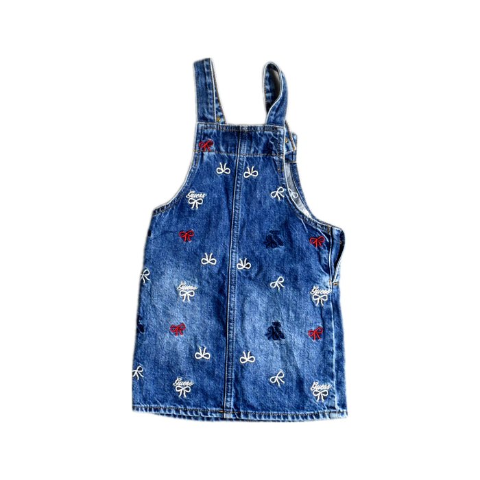 A Blue Overall Dresses from Guess in size 4T for girl. (Back View)