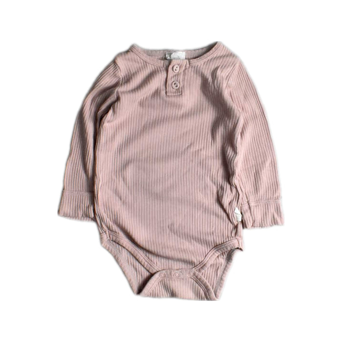 A Pink Long Sleeve Bodysuits from Jamie Kay in size 6-12M for girl. (Front View)