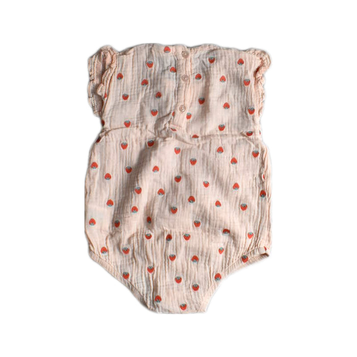 A Beige Sleeveless Rompers from Seed in size 6-12M for girl. (Back View)