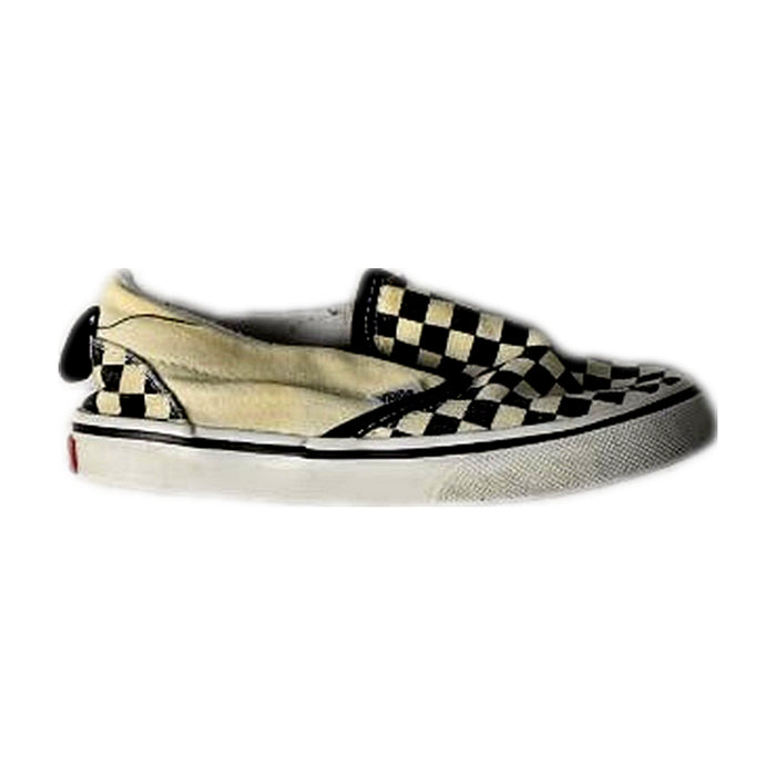 A Beige Slip Ons from Vans in size 4T for boy. (Front View)