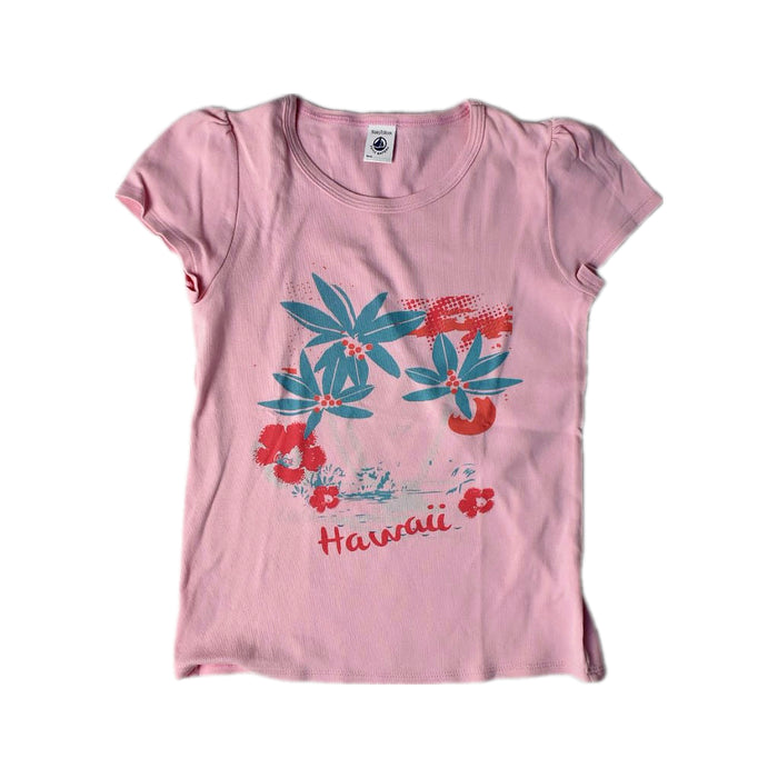 A Pink Short Sleeve T Shirts from Petit Bateau in size 10Y for girl. (Front View)