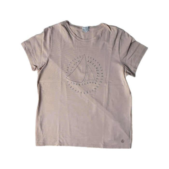 A Beige Short Sleeve T Shirts from Petit Bateau in size 12Y for girl. (Front View)