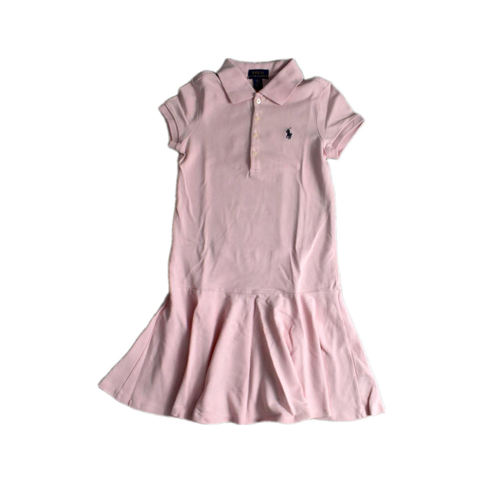 A Pink Short Sleeve Dresses from Polo Ralph Lauren in size 7Y for girl. (Front View)