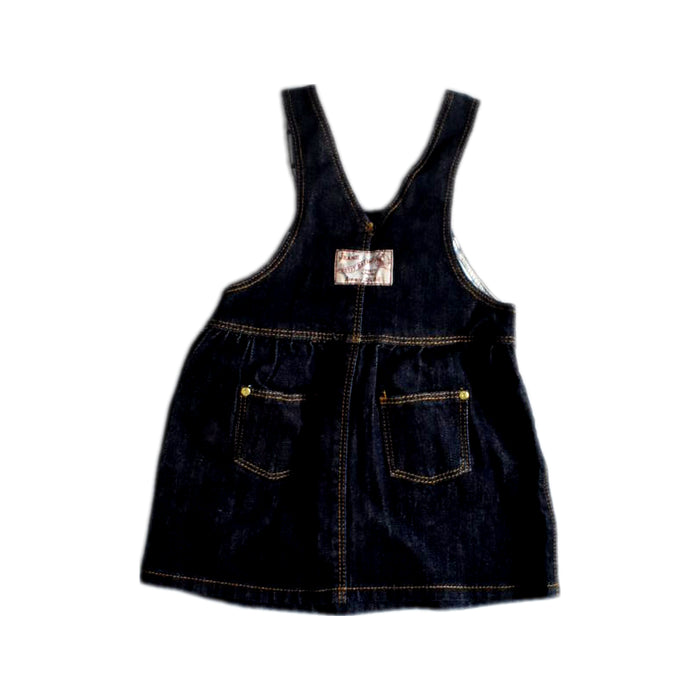 A Navy Overall Dresses from Petit Bateau in size 6-12M for girl. (Back View)