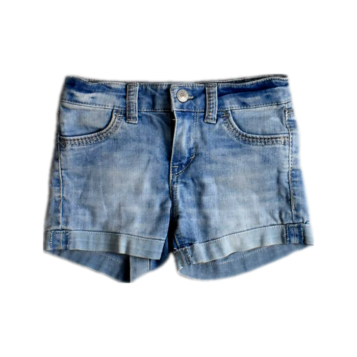 A Blue Shorts from Levi's in size 5T for girl. (Front View)