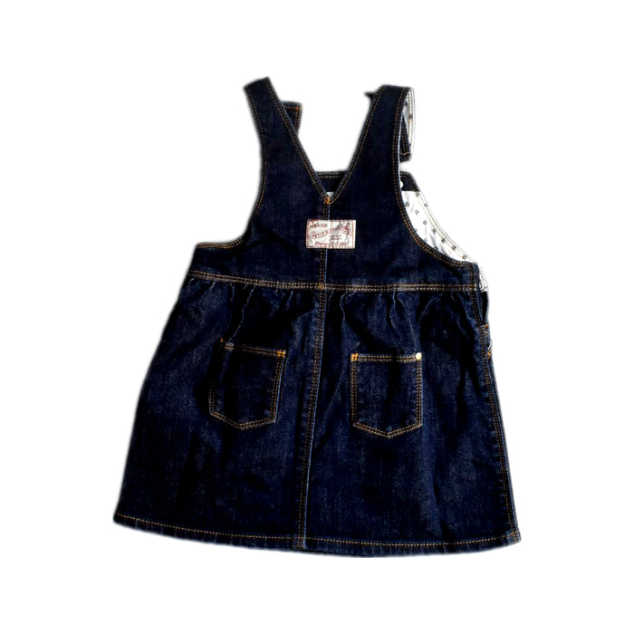 A Navy Overall Dresses from Petit Bateau in size 2T for girl. (Back View)