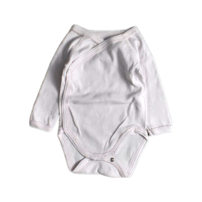A White Long Sleeve Bodysuits from Petit Bateau in size 0-3M for girl. (Front View)