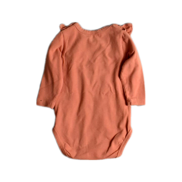 A Orange Long Sleeve Bodysuits from Seed in size 0-3M for girl. (Back View)