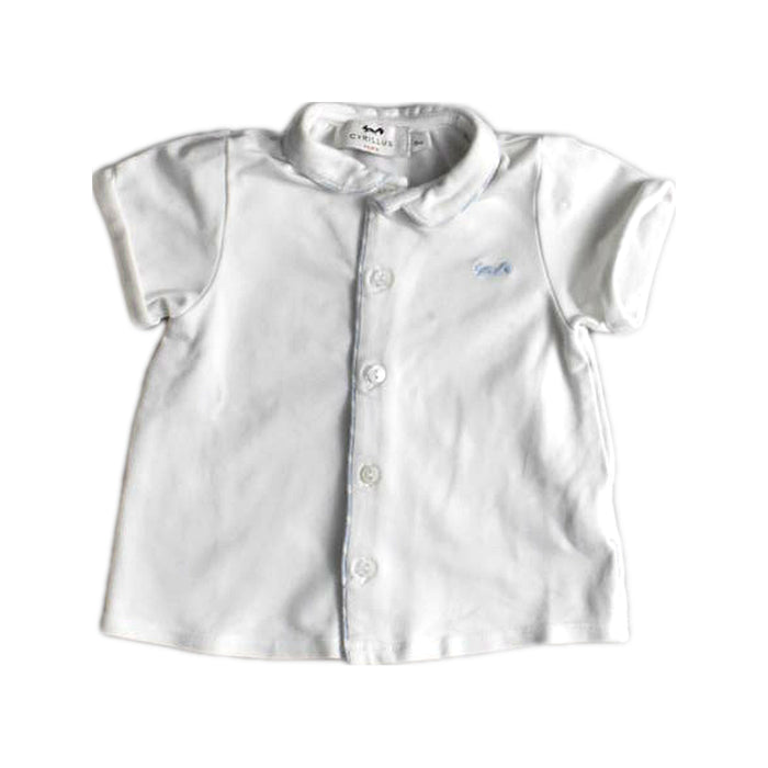 A White Short Sleeve Shirts from Cyrillus in size 3-6M for boy. (Front View)
