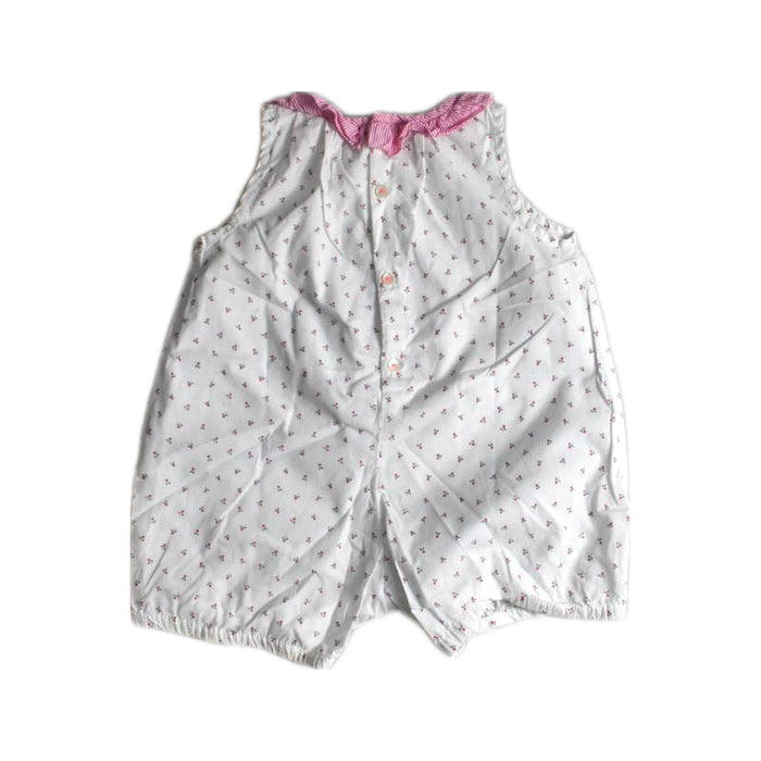 A White Sleeveless Rompers from Jacadi in size 3-6M for girl. (Back View)