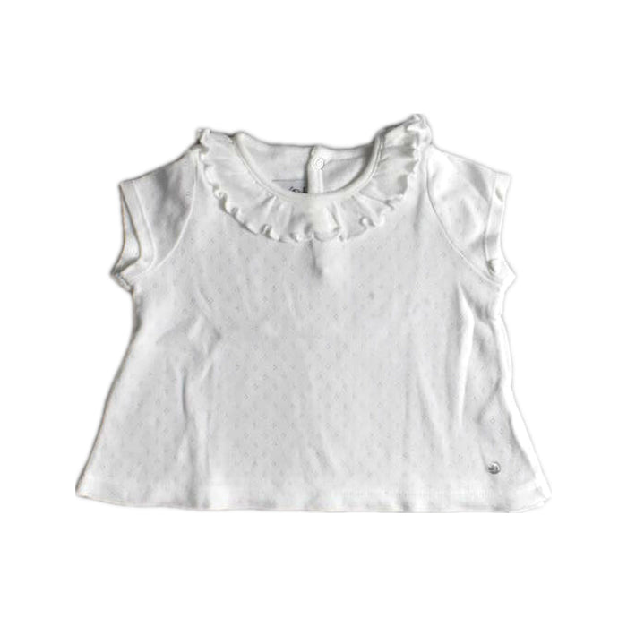 A White Sleeveless Tops from Petit Bateau in size 3-6M for girl. (Front View)