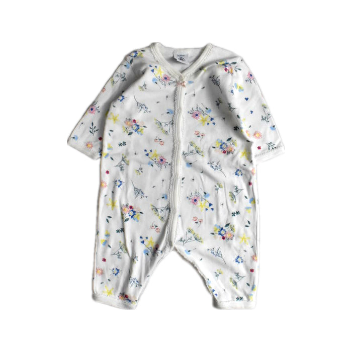 A White Long Sleeve Rompers from Petit Bateau in size 0-3M for girl. (Front View)