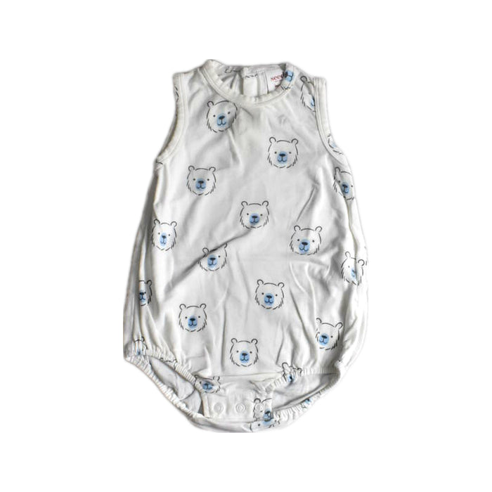 A White Sleeveless Bodysuits from Seed in size 3-6M for boy. (Front View)