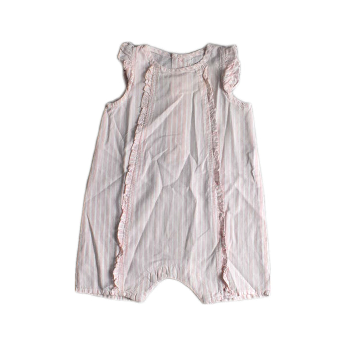 A White Sleeveless Rompers from Bout'Chou in size 3-6M for girl. (Front View)
