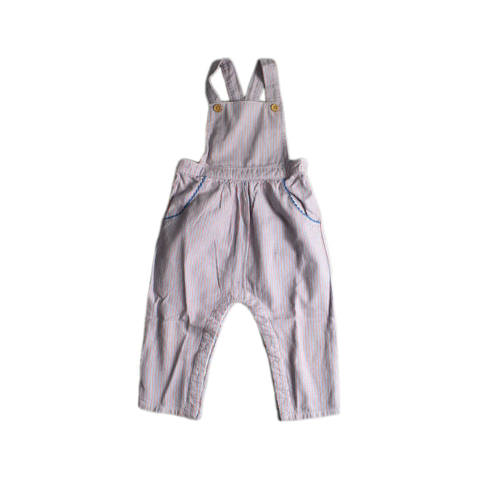 A Blue Long Overalls from Cyrillus in size 12-18M for girl. (Front View)