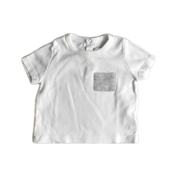 A White Short Sleeve T Shirts from Petit Bateau in size 3-6M for boy. (Front View)