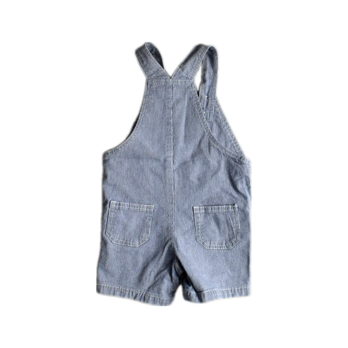 A Blue Overall Shorts from Bout'Chou in size 6-12M for boy. (Back View)