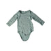 A Green Long Sleeve Bodysuits from Mori in size 6-12M for girl. (Front View)