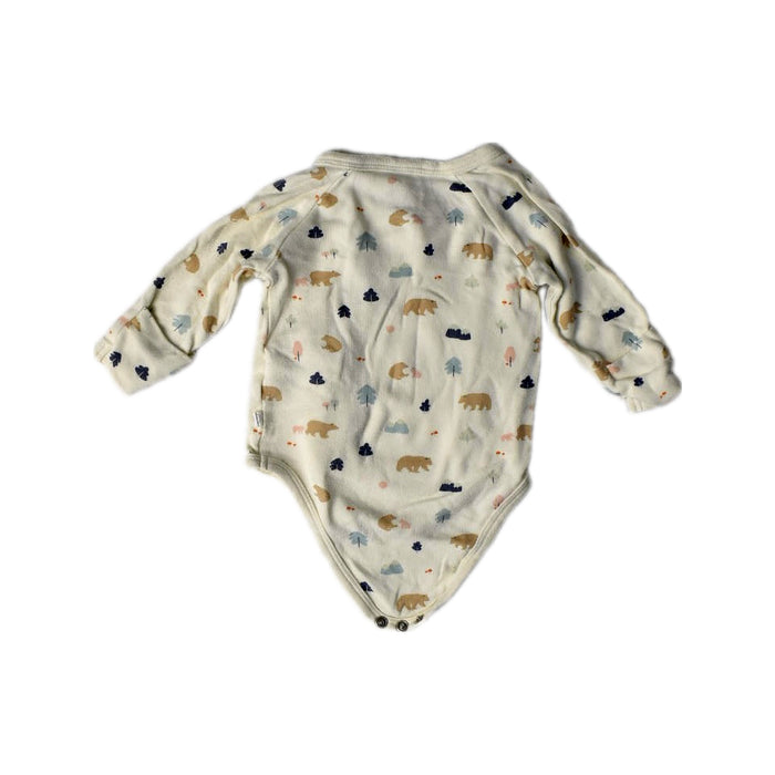 A Ivory Long Sleeve Bodysuits from Mori in size 3-6M for girl. (Back View)