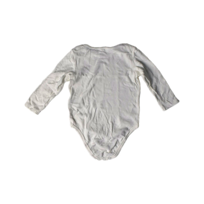 A White Long Sleeve Bodysuits from Mori in size 6-12M for girl. (Back View)
