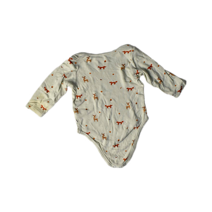 A Beige Long Sleeve Bodysuits from Mori in size 6-12M for girl. (Back View)