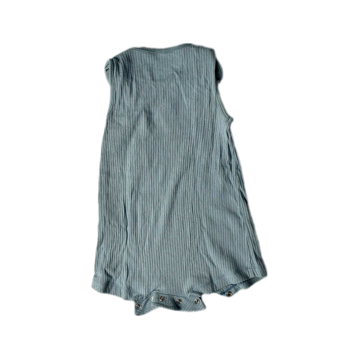 A Blue Sleeveless Rompers from Mori in size 6-12M for girl. (Back View)